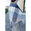 Велика синя кашемірова хустка косинка в клітину CASHMERE